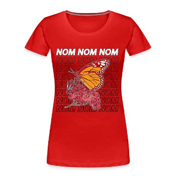 Asclépiade Nom Nom Nom Entomologiste Papillons - T-shirt bio Premium Femme - rouge - Devant - Mia (176cm)