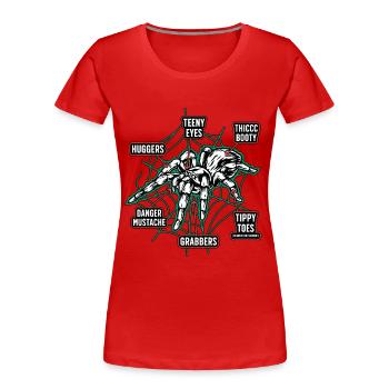 Tarantulas Teeny Eyes Thicc Booty Huggers Spider - Women's Premium Organic T-Shirt - red - Front - Mia (176cm)