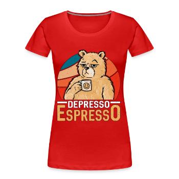 Espresso Depresso Espresso Buveur de café Latte - T-shirt bio Premium Femme - rouge - Devant - Mia (176cm)