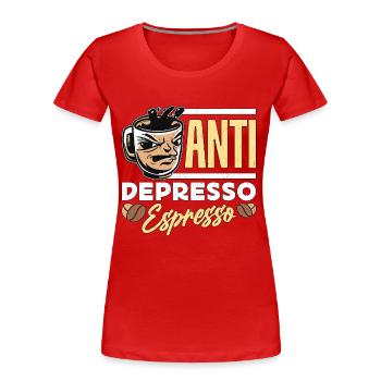 Espresso Anti Depresso Espresso Coffeeshop Latte - T-shirt bio Premium Femme - rouge - Devant - Mia (176cm)