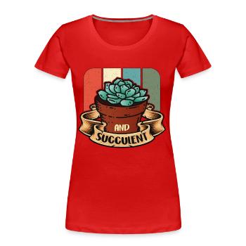 et succulentes cactus de plantes en pot de jardin rétro - T-shirt bio Premium Femme - rouge - Devant - Mia (176cm)