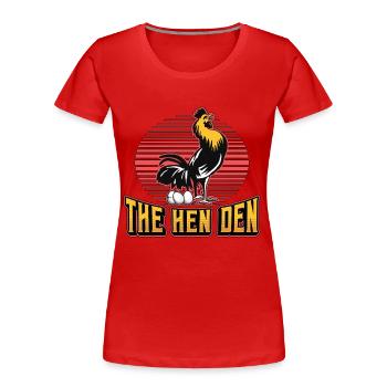 Poultry Farmer The Hen Den Loves Backyard Chicken - Frauen Premium Bio T-Shirt - Rot - Vorne - Mia (176cm)