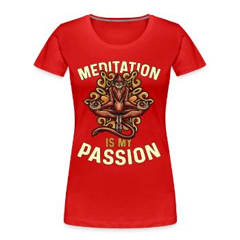 Meditation Is My Passion Relaxation Monkey Lover - Frauen Premium Bio T-Shirt - Rot - Vorne - Mia (176cm)