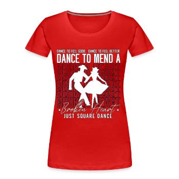 Danse carrée pour se sentir bien Danse occidentale - T-shirt bio Premium Femme - rouge - Devant - Mia (176cm)