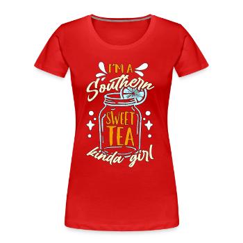 Thé sucré Je suis un thé sucré du Sud Nourriture du sud - T-shirt bio Premium Femme - rouge - Devant - Mia (176cm)