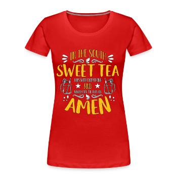 Thé sucré dans le sud Le thé sucré passe au thé à bulles - T-shirt bio Premium Femme - rouge - Devant - Mia (176cm)