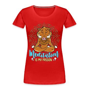 Meditation Is My Passion Loves Yoga Boar Lover - Frauen Premium Bio T-Shirt - Rot - Vorne - Mia (176cm)