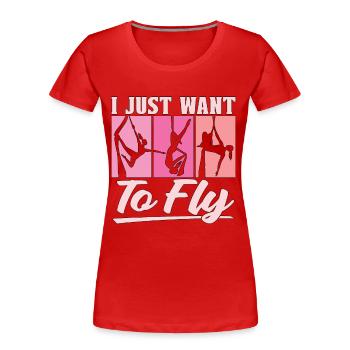 Acrobate aérienne Je veux juste voler Air Yoga Acrobates aériens - T-shirt bio Premium Femme - rouge - Devant - Mia (176cm)