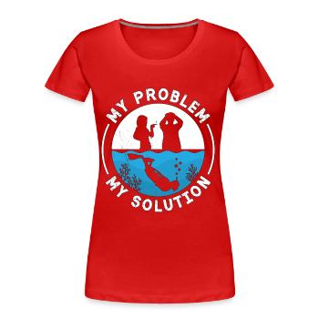 Freediving My Problem My Pictogram Dad Mom Diving - Frauen Premium Bio T-Shirt - Rot - Vorne - Mia (176cm)