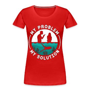 Freediving My Problem My Pictogram Mom Dad Diving - Frauen Premium Bio T-Shirt - Rot - Vorne - Mia (176cm)