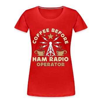 Opérateur radio amateur Opérateur de café amateur de café - T-shirt bio Premium Femme - rouge - Devant - Mia (176cm)