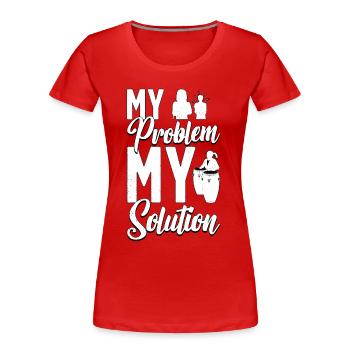 Conga Player My Problem My Pictogram Mom Congas - Frauen Premium Bio T-Shirt - Rot - Vorne - Mia (176cm)