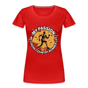 Coureur de cross-country Ma passion Mon marathonien - T-shirt bio Premium Femme - rouge - Devant - Mia (176cm)