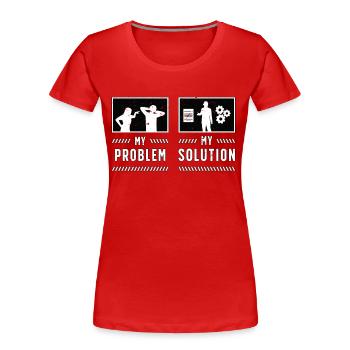 Chef de projet Ma problématique Mon Pictogramme Papa Maman - T-shirt bio Premium Femme - rouge - Devant - Mia (176cm)