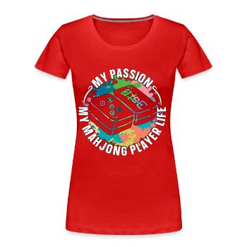 Mahjong Player My Passion My Mahjong Board Game - Women's Premium Organic T-Shirt - red - Front - Mia (176cm)