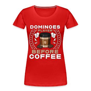 Joueur de dominos avant le jeu de dominos amateur de café - T-shirt bio Premium Femme - rouge - Devant - Mia (176cm)