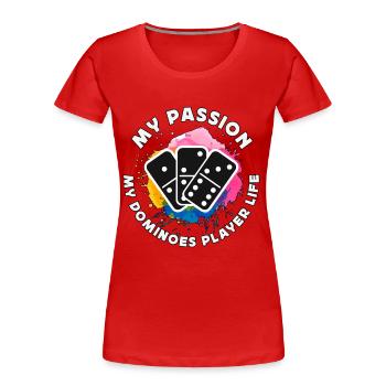 Joueur de dominos Ma passion Mes dominos classiques - T-shirt bio Premium Femme - rouge - Devant - Mia (176cm)