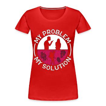 Anthropology My Problem My Solution Pictogram Mom - Frauen Premium Bio T-Shirt - Rot - Vorne - Mia (176cm)