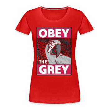 African Grey Obey The Grey Bird Owner Parrot Lover - Frauen Premium Bio T-Shirt - Rot - Vorne - Mia (176cm)