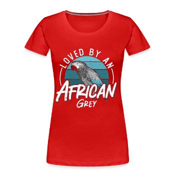 African Grey Loved By An African Grey Bird Owner - Frauen Premium Bio T-Shirt - Rot - Vorne - Mia (176cm)