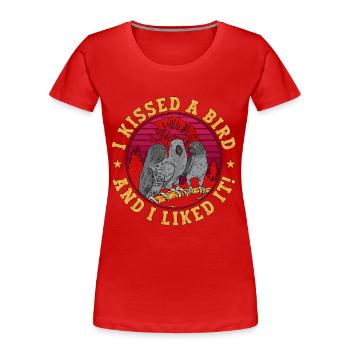 African Grey I Kissed A Bird Ornithologist Parrot - Frauen Premium Bio T-Shirt - Rot - Vorne - Mia (176cm)