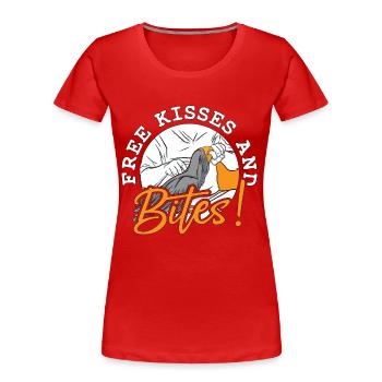 African Grey Free Kisses & Bites Parrot Owner - Frauen Premium Bio T-Shirt - Rot - Vorne - Mia (176cm)