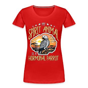 African Grey My Spirit Animal Is Parrot Bird Lover - Frauen Premium Bio T-Shirt - Rot - Vorne - Mia (176cm)