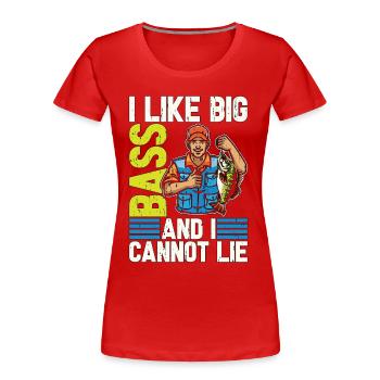 Pêche à l’achigan J’aime le gros achigan et je suis amateur de pêche - T-shirt bio Premium Femme - rouge - Devant - Mia (176cm)