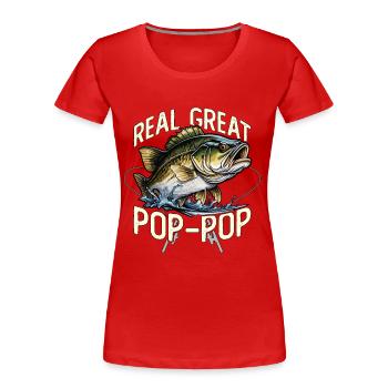 Bass Fishing Reel Great Pop - Pop Largemouth Bass - Women's Premium Organic T-Shirt - red - Front - Mia (176cm)