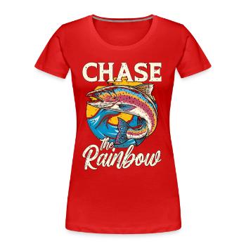 Chasse à la truite Le tournoi de pêche arc-en-ciel - T-shirt bio Premium Femme - rouge - Devant - Mia (176cm)