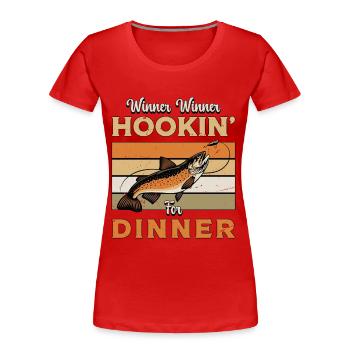 Trout Fishing Winner Winner Hookin' Fishing Lover - Frauen Premium Bio T-Shirt - Rot - Vorne - Mia (176cm)