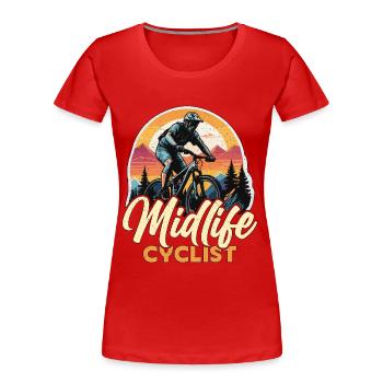 Midlife Cyclist Bike Racer Mountain Biking Cyclist - Frauen Premium Bio T-Shirt - Rot - Vorne - Mia (176cm)