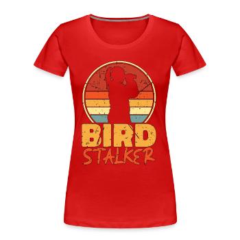 Birdwatching Bird Stalker Retro Zoologist Birding - Frauen Premium Bio T-Shirt - Rot - Vorne - Mia (176cm)
