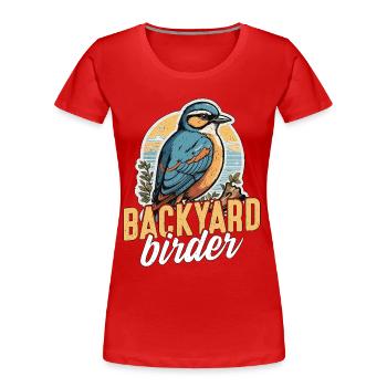 Birdwatching Backyard Birder Birding Ornithologist - Frauen Premium Bio T-Shirt - Rot - Vorne - Mia (176cm)