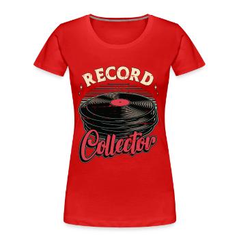 Disques vinyles collector disc jockey musique rétro - T-shirt bio Premium Femme - rouge - Devant - Mia (176cm)