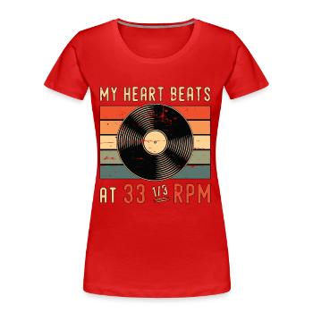Vinyl Records My Heart Beats At Retro Vinyl Player - Frauen Premium Bio T-Shirt - Rot - Vorne - Mia (176cm)