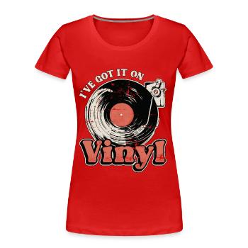 Disques vinyles Je l’ai sur vinyle Musique rétro - T-shirt bio Premium Femme - rouge - Devant - Mia (176cm)