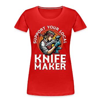 Forgeage de la lame : soutenez votre artisan de lame local - T-shirt bio Premium Femme - rouge - Devant - Mia (176cm)