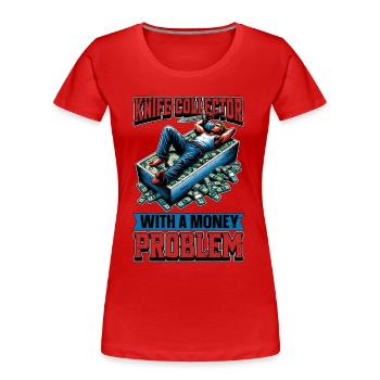 Couteau de forgeage de lame Collector avec fabrication de lame - T-shirt bio Premium Femme - rouge - Devant - Mia (176cm)