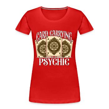 Carte de lecture de tarot portant un amateur de tarot psychique - T-shirt bio Premium Femme - rouge - Devant - Mia (176cm)