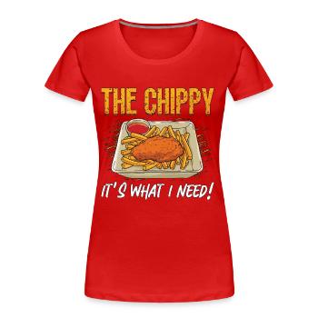 Fish And Chips The Chippy It's British Street Food - Women's Premium Organic T-Shirt - red - Front - Mia (176cm)