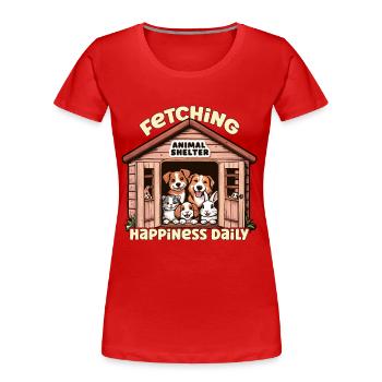 Animal Shelter Fetching Happiness Daily Dog Lover - Frauen Premium Bio T-Shirt - Rot - Vorne - Mia (176cm)