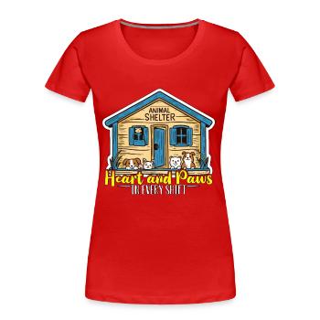 Animal Shelter Heart And Paws In Every Dog Owner - Frauen Premium Bio T-Shirt - Rot - Vorne - Mia (176cm)