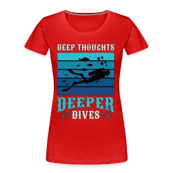Plongée sous-marine Pensées profondes Plongées plus profondes Snorkeler - T-shirt bio Premium Femme - rouge - Devant - Mia (176cm)