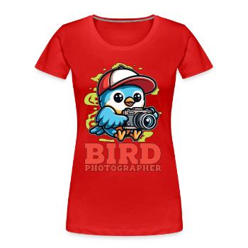 Photographie d’oiseaux Photographe d’oiseaux Amoureux de la nature - T-shirt bio Premium Femme - rouge - Devant - Mia (176cm)