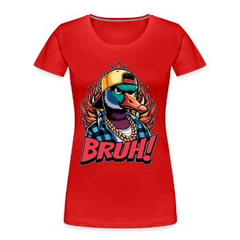 Canard colvert, Bruh, oiseau d’eau, chasseur de canards, sauvagine - T-shirt bio Premium Femme - rouge - Devant - Mia (176cm)