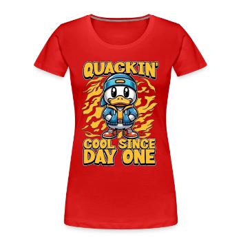 Canard colvert cancanine cool depuis l’amateur de canard - T-shirt bio Premium Femme - rouge - Devant - Mia (176cm)