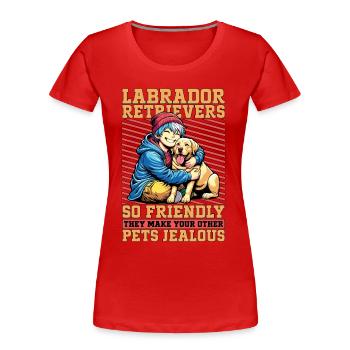 Labrador Retriever So Friendly They Animal Lover - Frauen Premium Bio T-Shirt - Rot - Vorne - Mia (176cm)