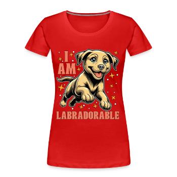 Labrador Retriever I Am Labradorable Dog Sports - Frauen Premium Bio T-Shirt - Rot - Vorne - Mia (176cm)