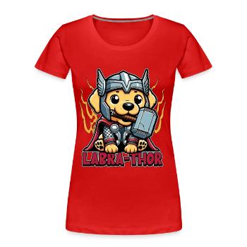Labrador Retriever Labra-Thor Dog Sports Pet Owner - Frauen Premium Bio T-Shirt - Rot - Vorne - Mia (176cm)